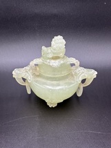 t0114 砡製獅子香炉 中国古玩 お香 香炉 風水 玉石彫刻_画像3