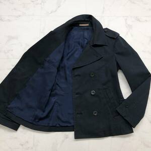 英国調の気品★人気ポールスミス【Paul Smith】Pコート メンズ M ハーフ丈 アウター 冬春 トレンド ビジネス ダークネイビー F21