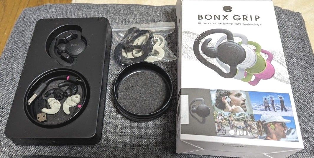 BONX GRIP Bluetoothヘッドホン 2個入り(ブラック×ホワイト) BX2