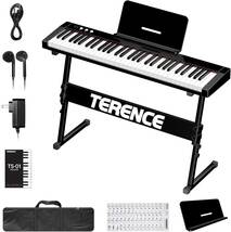 1円スタート TERENCE 電子ピアノ 61鍵盤 タッチレスポンス&トロノーム&録音&プログラム機能 MIDI対応 軽量 スリム ブラック Y0432_画像1