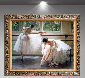 バレエを踊る 女の子 装飾画 油絵