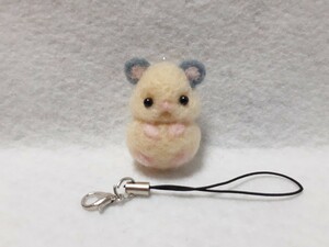 羊毛フェルト ハンドメイド ゴールデンハムスター　キンクマちゃん ストラップ 