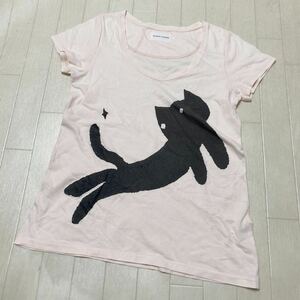 3581☆ TSUMORI CHISATO ツモリチサト トップス 半袖Tシャツ レディース カジュアル ピンク イラスト ネコ