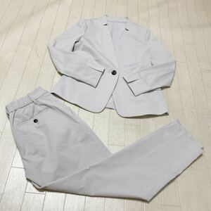 3692☆ UNITED ARROWS GREEN LABEL RELAXING セットアップ ビジネス カジュアル 上下38 レディース ライトグレー