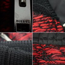 ★DIESEL/ディーゼル ニット切替 ダウンブルゾン XS/メンズM相当/ブラック×レッド系/ノルディック柄/ナイロン100％/ジャケット&0444100013_画像6