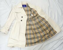 ★BURBERRY/バーバリーブルーレーベル フレアトレンチコート 38/レディースM相当/アイボリー/裏地ノバチェック/コットン&1808900130_画像5