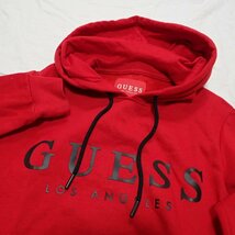 ★GUESS/ゲス プルオーバーパーカー メンズS/レッド/ロゴプリント/裏起毛/フーディー&1577905764_画像3