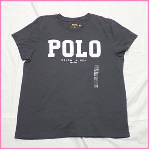 ★未使用 POLO RALPH LAUREN/ポロラルフローレン 半袖Tシャツ メンズM/チャコールグレー/ロゴ/コットン100%/タグ付き&1884400006