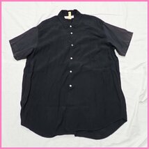 ★COMME des GARCONS SHIRT/コムデギャルソンシャツ 異素材切替 半袖シャツ メンズL/ブラック/80年代初期/クリーニング済&1780802808_画像1