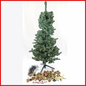 ◆クリスマスツリーセット 全高約140cm/ヌードツリー/50球ライト/オーナメント/サンタ/雪だるま/装飾/イルミネーション&0000003060