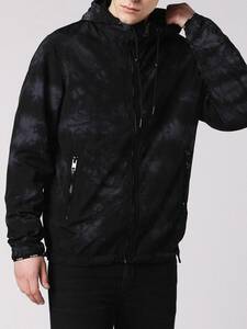 50%off 新品 未使用 DIESEL ビンテージ 染め ナイロン ジャケット J-PINAL JACKET メンズ L ブラック ディーゼル ウィンドブレーカー