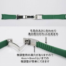 ロレックスにおすすめ！ バックル付き ラバーベルト 21mm グリーン　オメガにも対応_画像5