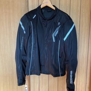 【美品】KOMINE バイク用 プロテクトフルメッシュジャケット メンズ Solid Black XL