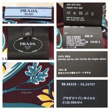 本物 プラダ バックボタン 花柄 フラワーデザイン シルク100% 長袖 ブラウス トップス 40 PRADA_画像2