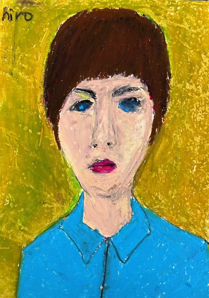 Pintor hiro C ¿Dónde está el pájaro azul, obra de arte, cuadro, pintura al pastel, dibujo con crayón