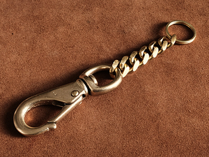真鍮 喜平チェーン＋ナスカン キーホルダー（ヨットナスカン） ブラス ベルトループ brass 鎖 キーリング ウォレットチェーン