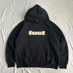 LA発、新品未使用 FUCT OG LOGO SATIN HOODIE BLACK/YELLOW XL ファクト サテン ロゴ スウェットパーカ フーディー 日本未入荷！