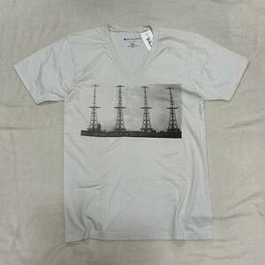 アメリカ製！ NICE COLLECTIVE ナイスコレクティブ 鉄塔プリント Vネック Tシャツ GREY S Made in USA 