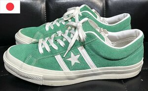 送料込 美品 日本製 コンバース STAR&BARS ジャックスター グリーン スエード 28cm CONVERSE スター&バーズ