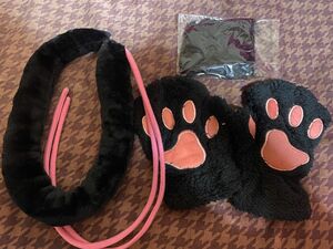 黒猫 コスチューム 猫耳 しっぽ 肉球手袋 3点セット コスプレ 仮装 猫 キャラクター