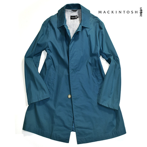 [定価５万] 英国製 マッキントッシュ MACKINTOSH ステンカラーコート 40 メンズL ターコイズブルー 青