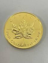 【極美品】K24 金貨幣　カナダ　メイプルリーフ金貨　20ドル　重量15.5g 1991年　純金　9999 CANADA FINE GOLD 1/2OZ OR PUR_画像4