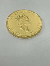 【極美品】K24 金貨幣　カナダ　メイプルリーフ金貨　10ドル　重量7.7g 1991年　純金　9999 CANADA FINE GOLD 1/4OZ OR PUR_画像5