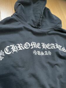  Chrome Hearts прокрутить большой Logo Zip выше тренировочный Parker size:M чёрный цвет прекрасный used