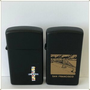 ○ 着火未確認 Zippo スリムライター 2個 まとめて セット ALASKA SAN FRANCISCO マットブラック ジッポー