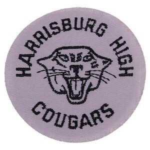 DF89 HARRISBURG HIGH COUGARS 丸形 ビンテージ ワッペン パッチ ロゴ エンブレム アメリカ 米国 USA 輸入雑貨 動物 アニマル 刺繍