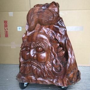 GXL8557 木製　木彫り　だるま　達磨　ダルマ　置物　レトロ　谷口　高さ約54cm 現状品　1013