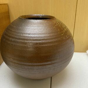 QW2562 越前焼 壷 宗　レトロ アンティーク骨董 作家物 陶芸 花器 花瓶 華道茶道★陶秀 花器 壺 花瓶 ★骨董　現状品　1026