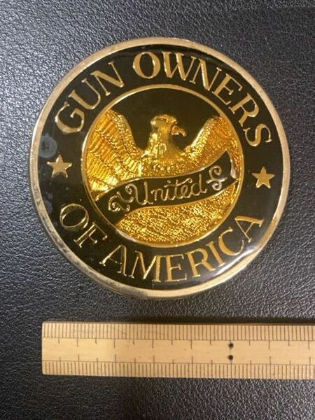 ◆GOA◆ 超貴重なベルトバックル: 直径6.5cm: Gun Owners of America: NRA 全米ライフル 協会 狩猟 射撃 シューティング ハンティング