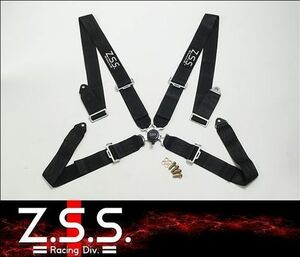 ☆Z.S.S. シートベルト 黒 レーシングハーネス Racing Harness 4点式 3インチ ブラック カムロック 汎用 新品!! 即納!! 在庫有り!! ZSS