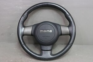 タント 前期(L385S L375S) 純正 MOMO モモ 破損無 動作保証 ステアリングホイール ハンドル ホーンパット レザー / 45102-B2200 p038749