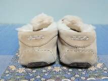 ★★『UGG』アンスレー《内側ウール・ニットボウ付スエードモカシン》ベージュ　25.0㎝　　☆USED☆ ★★_画像4