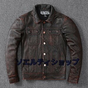 超人気★オシャレ ライダースジャケット レザージャケット 牛革 本革 革ジャンコート 本革コート メンズファッショ2XL