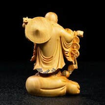 新入荷★ 極上の木彫】 開運 仏像 木彫り ミニ 七福神 布袋 高級天然ツゲ木彫り 布袋様 風水置物_画像5