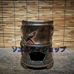 旧鉄器/鋳鉄ストーブ*お茶を沸かす*お湯を沸かす*バーベキューストーブ*炭ストーブ*高さ約15cm