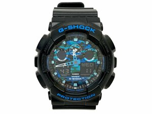 CASIO (カシオ) G-SHOCK GA-100 SERIES デジアナ 腕時計 ブラック×ブルー/カモ 黒×青 迷彩 メンズ/028