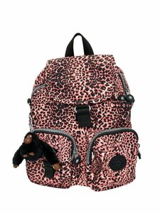 【新品】 Kipling (キプリング) 2way リュック ナイロンバッグ ショルダーバッグ 総柄 アニマル柄 K13108M13 ピンク系 レディース/028