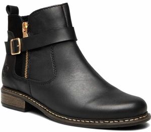  free shipping RIEKER 27cm Chelsea black Gold zipper side-gore leather Flat heel sneakers pumps AAA179