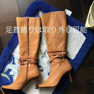 Длинные ботинки ♪ 3 ♪ Покупка Исетана ♪ Сделано из подлинной кожи ♪ Первый класс Огитсу Питти ♪ 22,5EE ♪ Сделано в Японии сделано