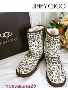 本日終了 最終値下げ☆ラストセール☆極美品 UGG & JIMMY CHOO ジミーチュウ 洗練 生産終了 レア 暖か ムートンブーツ