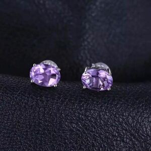  new goods natural stone amethyst large grain 1.4ct silver 925 earrings stamp equipped Power Stone amethyst earrings present silver earrings free shipping 