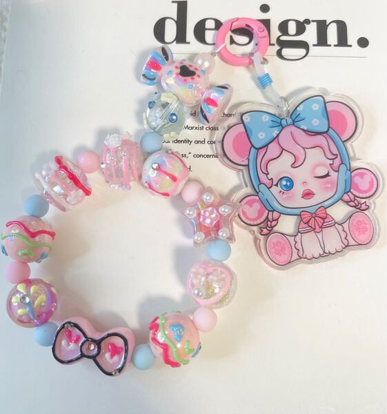 アクリルキーホルダー ストラップ スカルパンダ デザインビーズ