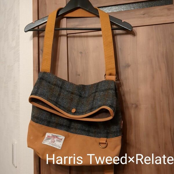 [シーズンオフ値下げ]レアHarris Tweed×Relateコラボメッセンジャーバッグ