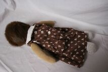 フランス ヴィンテージ 古い布製のお人形 ふわふわヘアのお人形 茶色のワンピース レースの靴下_画像6
