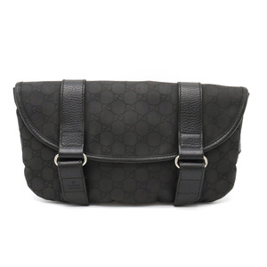 GUCCI Gucci GG nylon body bag waist bag belt bag leather black black silver metal fittings 