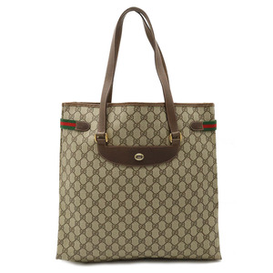 GUCCI グッチ オールドグッチ シェリーライン GGプラス トートバッグ ショルダーバッグ PVC レザー カーキベージュ